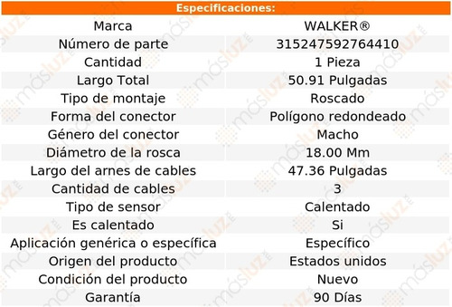 Sensor O2 Ox Saab 9000 4 Cil 2.3l 92/93 Walker Foto 6