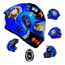 Casco Para Moto Azul Abatible Hro Deportivo Certificado Dot