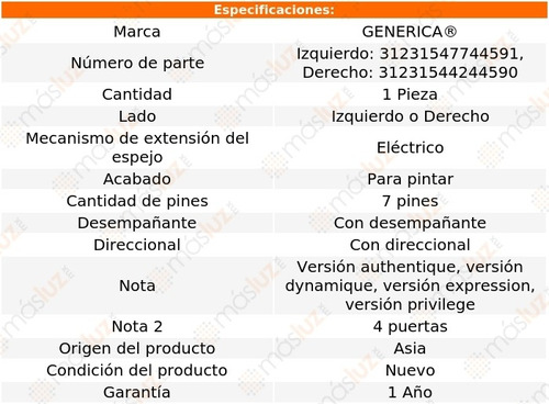 Espejo Elect P/pintar C/desemp C/direcc Fluence 11/17 Foto 2