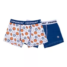 Cueca Infantil Boxer Pimpolho Kit C/2 Bebê Menino Tam. 1 Ano