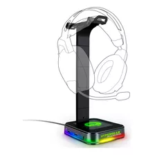 Soporte Gaming Hypergear Rgb Para Auriculares 2 Usb - Sport