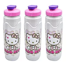 3 Botellas Para Agua Hello Kitty Rosa Cantimplora Vaso Niñas