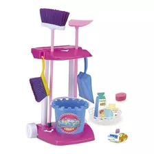 Brinquedo Kit De Limpeza Infantil Vassourinha Pá Rodo Balde