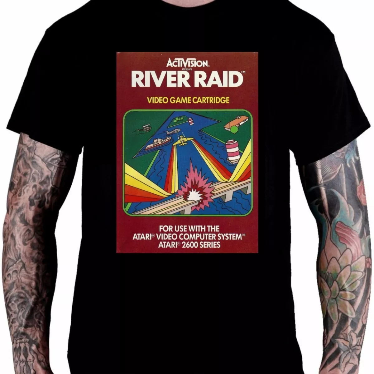 Camiseta Game Retro Fita Cartucho Atari River Raid Avião L96