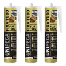 Kit 3 Colas Fixa Tudo Espelho Cuba Madeira 400g Unipega