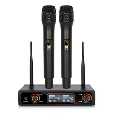 Kit 2 Microfones Profissionais + Transmissor Wireless 150m