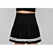 Saia Colegial Pregueada Listrada Preta - Cosplay - Lolita 