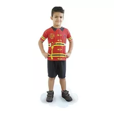 Fantasia Bombeiro Infantil Camiseta Bermuda Brink Model