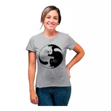 Camiseta Feminina Gato Zen Yoga Namaste Yin Yang Paz Blusa