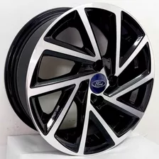 Jogo De Rodas Aro15 4x108 P/ Ford New Ka Fiesta R-seven S275 Cor Preto Diamantada 4x108