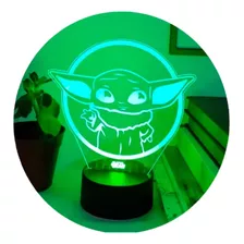 Grogu Baby Yoda Lámpara Led 3d Rgb Táctil 7colores Star Wars