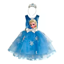 Disfraz Vestido Niña Bonito Frozen Elsa Con Diadema Fiesta