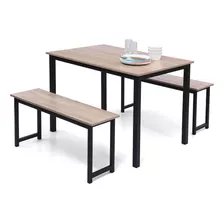 Juego De Mesa De Comedor Moderna Para Exterior Con 2 Bancos