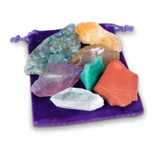 Set Piedras 7 Chakras En Bruto, Más Bolsa De Terciopelo