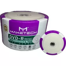50 Undades Dvd-r 4.7 16x Com Printable Maketech
