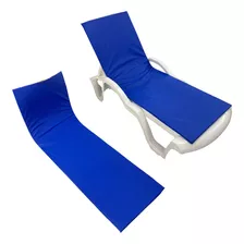 Colchonete Almofadado De Espreguiçadeira P/piscina Azul Liso