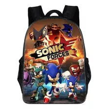 Mochila Escolar Sonic Tres Piezas Para Primaria Color Negro 