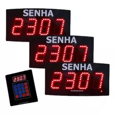 Conjunto 3 Painéis Senha Aleatória Atendimento Com Teclado