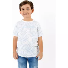 Camiseta Manga Curta Infantil Menino Folhagens - Tam. 4 À 10