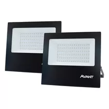 Refletor Led Avant 100w Branco Frio 6500k Bivolt Kit C/ 2 Cor Da Carcaça Preto Cor Da Luz Branco-frio 110v/220v