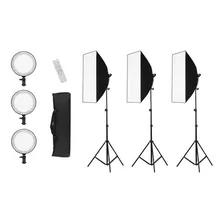 Kit De Iluminação Contínua Soft Box 50x70cm Led 2700k/5500k Cor Da Estrutura Preto