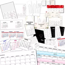 Kit Imprimible Calendarios 2024 Almanaque Pack Oro Editable