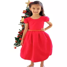 Vestido Infantil Festa Floral Vermelho Natal Meninas +brinde