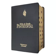 Bíblia De Estudo Pentecostal Edição Global Letras Grandes Com Palavras De Jesus Em Vermelho Com Índice Lateral Capa De Couro Legítimo Preto