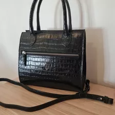 Bolsa Couro Croco Preta Usaflex 