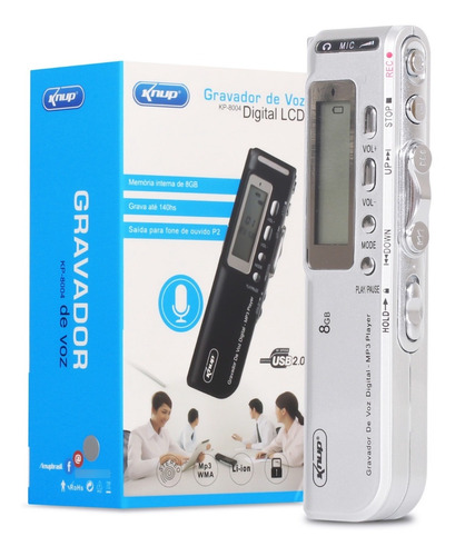 Gravador De Voz Digital 8gb Mp3 Usb Espião Microfone Lapela