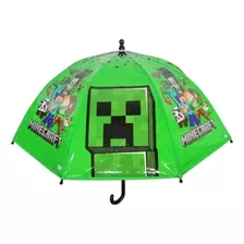 Paraguas Infantil Cresko Videojuego Minecraft Creeper Color Verde Diseño De La Tela Pvc
