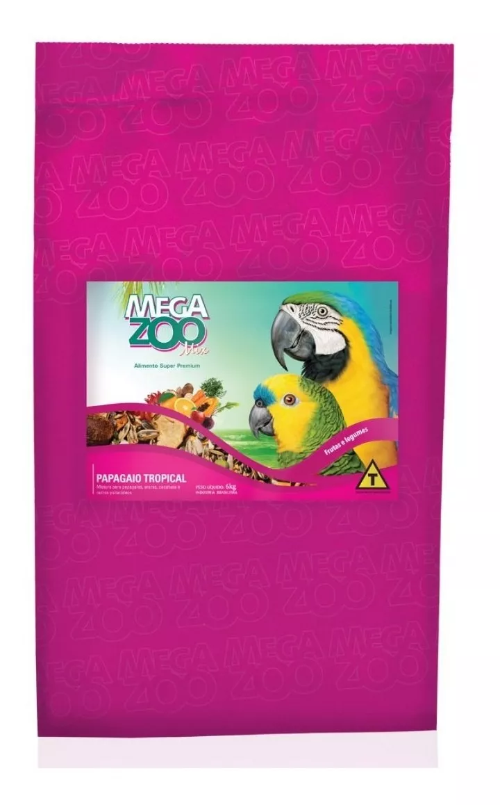 Megazoo Ração Para Aves Zoo Mix Papagaio Tropical 6kg