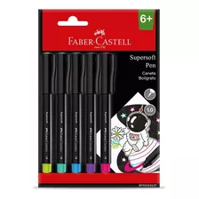 Faber-castell 5 Canetas Ponta Porosa Supersoft Pen 1.0mm
