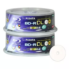 50 Pack Ridata Blu-ray Bd-r Dl Dual Layer 6x 50gb White Inkj