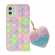 Funda Case Generica Para iPhone Pop It Corazon Con Llavero