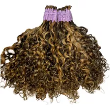 Cabelo Cacheado Morena Iluminada Humano Limpo 55cm 50gr