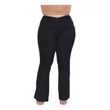  Calça Jeans Feminina Cintura Alta Plus Size Flare Com Lycra