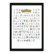 Pôster Quadro Todos Os Pokemons Terceira Geração Moldura A4