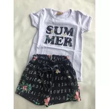 Conjunto Verão Menina Blusa+short - (2 Peçs)