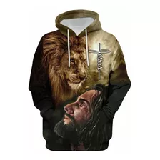 Sudadera Con Capucha Estampada Cristiana 3d De Jesús León De