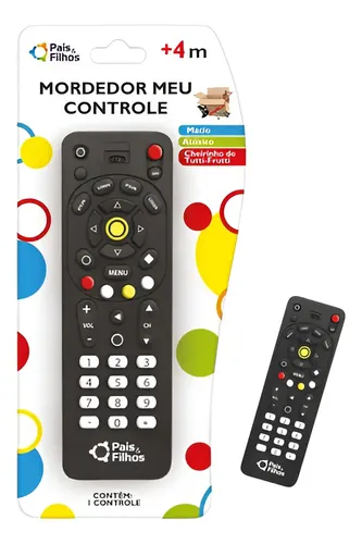 Brinquedo Mordedor Macio Formato Controle Remoto Cheirinho Preto