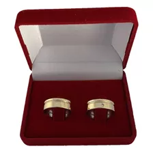 Par De Alianças Casamento Ouro 18k Encapada 6mm Reta Friso