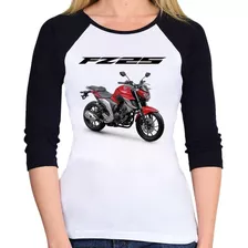 Baby Look Raglan Moto Yamaha Fazer 250 Fz25 Vermelha 3/4