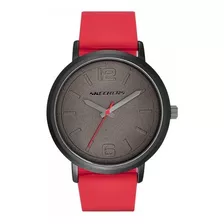 Reloj Para Hombre Skechers Sr5043 Gris Color De La Correa Rojo