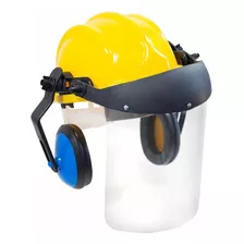 Capacete Com Abafador+viseira Plastcor Amarelo 70001320