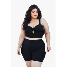 Conjunto 2 Peças Short Cropped Plus Size 