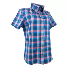 Camisa De Mulher Texas Farm Xadrez Grande Azul Tecido Macio