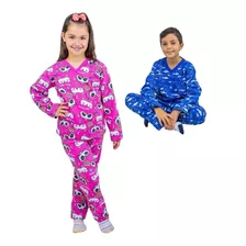 Conjunto Pijama Flanelado Moletom Algodão Infantil 10-12-14