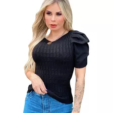 Promoção Tricô Blusa Verão Fio Modal Manga Princesa Em 6x