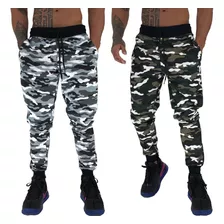 Kit 2 Calça Moletom Masculino Camuflada E Lisa Academialazer